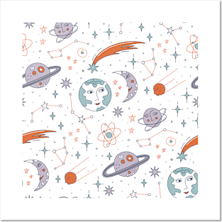 Cute Pattern with astronomy symbols Posters and Art